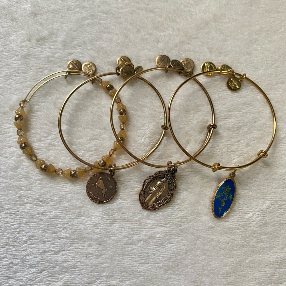 Bundle of 4 | Alex & Ani Energy Bracelets | Aster, Aries, Mother Mary, Beaded
